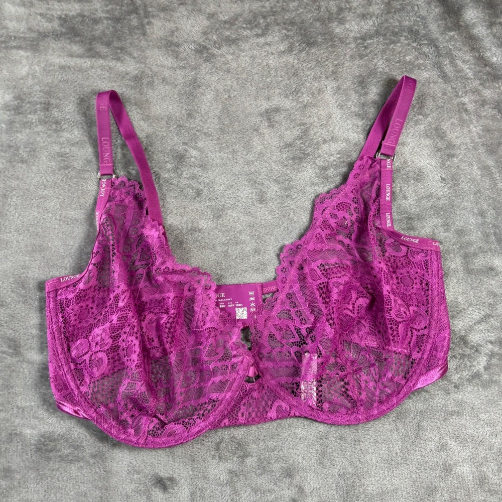 Lounge Underwear Charmed Balcony Bra Magenta Pink Floral Lace 38H NEW